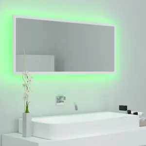 Berkfield LED Bathroom Mirror White 100x8.5x37 cm Engineered Wood