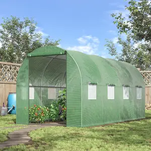 Outsunny 4 x 2M Polytunnel Walk-in Garden Greenhouse with Zip Door and Windows