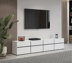 Kross 40 TV Cabinet in White - W2250mm H480mm D400mm Modern Minimalist Design