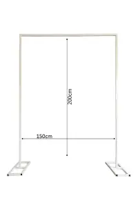 Rectangle Arch Stand Metal Backdrop Stand with Base Garden Arbors - 1.5m x 2m, White