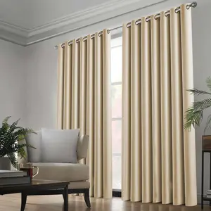 Kalynn 100% Blackout Eyelet Semi Sheer Synthetic Window Curtain Pair (Set of 2) Cream / 168 W x 183 D cm