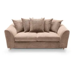 Jumbo Brown Cord 3 Seater Sofa for Living Room with Thick Luxury Deep Filled Cushioning