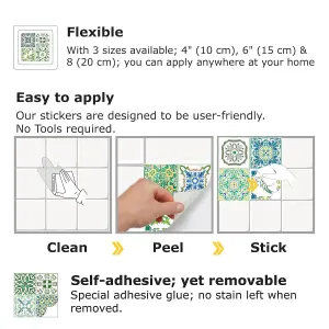 Walplus Turkish Green Mosaic Tile Stickers PVC