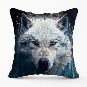 White Wolf Face Splashart Cushions 60cm x 60cm