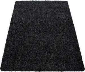 Thick Large 5cm Pile Shaggy Rug Living Room Bedroom Hallway Non-Shed Rug Runner Carpet (Anthracite, 60 x 110cm)