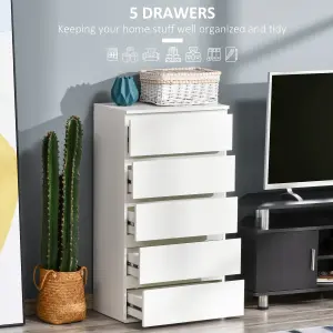 HOMCOM 5 Drawer Cabinet Storage Cupboard Sideboard Organiser Living Room White