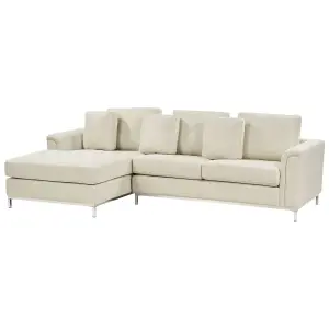 Right-Hand Corner Sofa OSLO Beige Fabric Right Hand