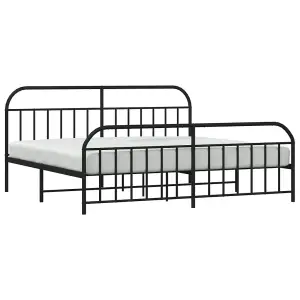 Berkfield Metal Bed Frame with Headboard and Footboard Black 200x200 cm