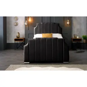 Nelson Plush Velvet Black Bed Frame