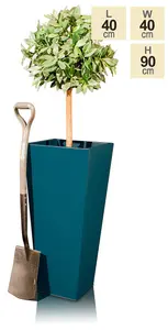 Primrose Teal Flared Square Aluzinc Indoor Outdoor Planter 90cm