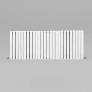 White Oval Tube 600x1534mm Horizontal Double Panel Heated Towel Radiator