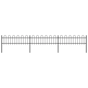 Berkfield Garden Fence with Hoop Top Steel 5.1x0.6 m Black