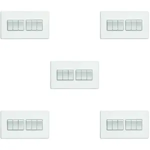 5 PACK 6 Gang Multi Light Switch SCREWLESS MATT WHITE 2 Way 10A Slim Rocker