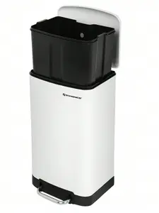 SONGMICS  Kitchen Bin, 8 Gallon (30L) Rubbish Bin, Steel Pedal Bin With Lid And Inner Bucket, Soft Close, White