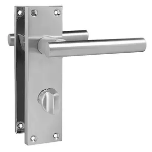 Z742 T Bar Satin Chrome Door Handles, Modern Bathroom Lever Backplate, Pair - Handlestore