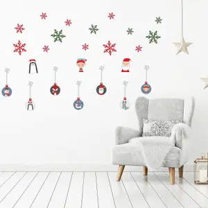 Bubble Christmas Friends and Colorful Snowflakes Window Stickers, Wall Art, DIY