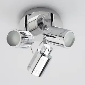 Litecraft Hugo Chrome 3 Light Bathroom Ceiling SpotLight Plate