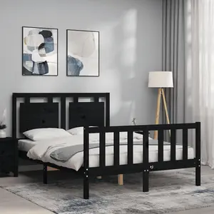 Berkfield Bed Frame with Headboard Black 120x200 cm Solid Wood