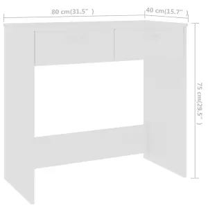 Berkfield Desk White 80x40x75 cm Engineered Wood