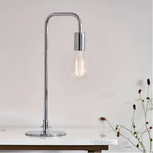 Modern Hangman Table Lamp Chrome Industrial Metal Arm Bedside Desk Light Base