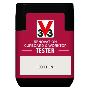 V33 Renovation Cotton Satinwood Cupboard & cabinet paint, 75ml Tester pot