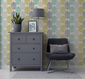 Arthouse Retro Leaf Teal/Green Wallpaper