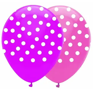 Creative Party Polka Dots Latex Balloons (Pack Of 6) Pink/White (12in)