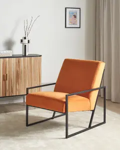 Beliani Modern Armchair DELARY Velvet Orange