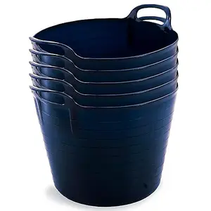 42L Blue Flexi Tubs- Multi Purpose Flexible Storage Container Buckets- Set of 5