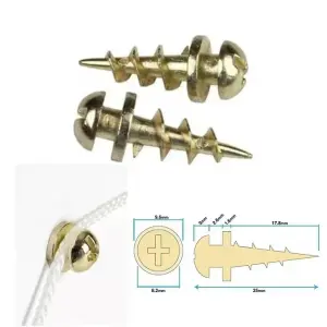 Bear Claw Picture Hanging Screws Gold Plasterboard Hanger for Frames & Mirrors 25mm (Pack of 10)