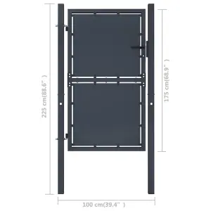 Berkfield Garden Gate Steel 100x175 cm Anthracite