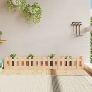 Berkfield Garden Raised Bed with Fence Design 200x30x30 cm Solid Wood Pine