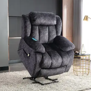 Power Massage Lift Recliner Chair with Heat & Vibration for Elderly, Antiskid Fabric Sofa Contempoary Overstuffed Design