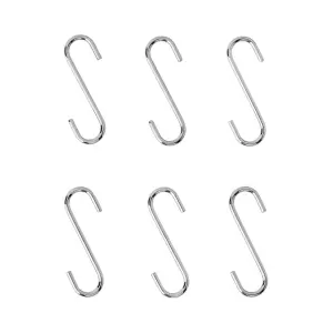 GoodHome Datil Chrome-plated Steel S-shaped Single Storage hook (H)80mm, Pack of 6