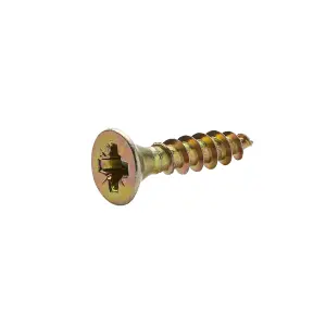 Diall PZ Double-countersunk Yellow-passivated Steel Wood screw (Dia)3.5mm (L)16mm, Pack of 100