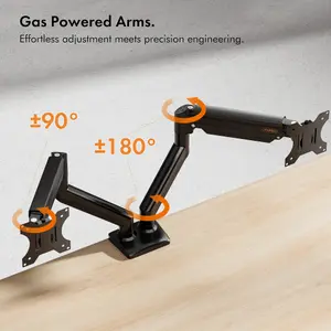 VonHaus Gas Dual Arm Monitor Mount for 13"- 32" Screens, Height Adjustable with Full Tilt and Swivel Arms