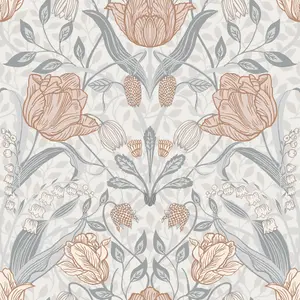 Galerie Apelviken Blue Beige Grey Brown Tulip Trail Smooth Wallpaper