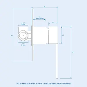 Nes Home Lavvy Wall Mounted Square Concealed Valve 1/2" Hot & Cold Mixer