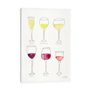 Wine Glasses by Cat Coquillette - Painting on Canvas White Floater Framed / 66.04cm H x 45.72cm W x 3.81cm D