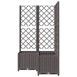 Berkfield Garden Planter with Trellis Brown 80x80x136 cm PP