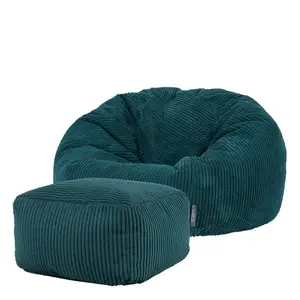 icon Kingston Classic Corduroy Bean Bag & Pouffe Teal Green Bean Bag Chair