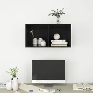 Berkfield Wall-mounted TV Cabinet High Gloss Black 37x37x72 cm Engineered Wood