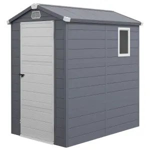 Outsunny 4 x 6ft Garden Shed Storage with Foundation Kit and Vents, Grey