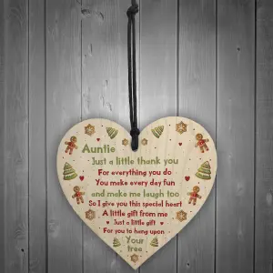 Handmade Auntie Gift Wooden Heart Thank You Plaque Gift From Niece Nephew