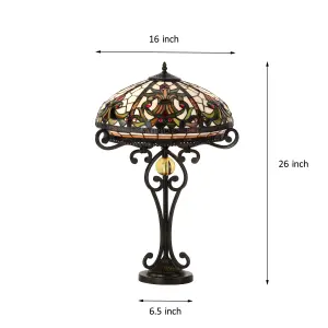 BELOFAY 16 inches Real Tiffany Table Lamps, Stained Glass Handmade Tiffany Vintage Bedside Table Lamps 30 inches Height