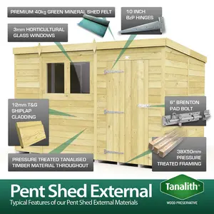 7ft x 4ft Pent Shed - Single Door with Windows