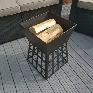 Redwood 33cm x 33cm Outdoor Garden Square Fire Pit or Heater or BBQ