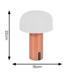 ValueLights Calhoun Copper Touch Table Lamp Portable USB Rechargeable Indoor/Outdoor Light