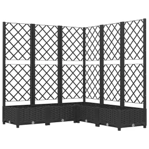 Berkfield Garden Planter with Trellis Black 120x120x121.5 cm PP