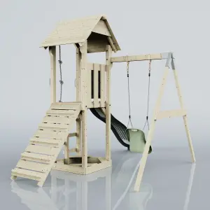 PolarPlay Tower Kids Wooden Climbing Frame with Swing and Slide - Swing Helka Mist